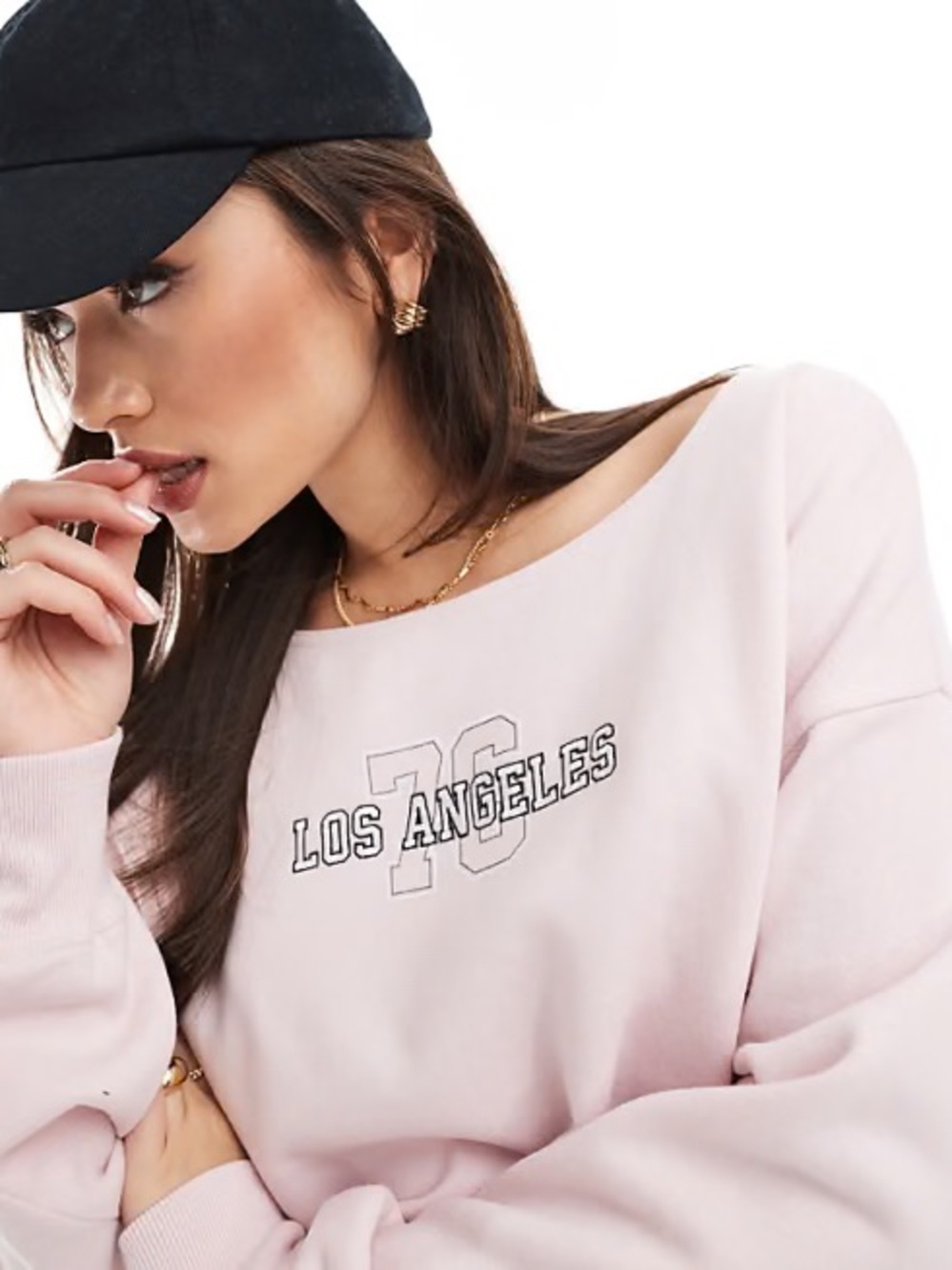 Hollister Pink Los Angeles Off-Shoulder Sweatshirt